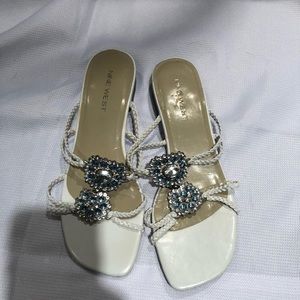 Beautiful white jeweled  flat sandals